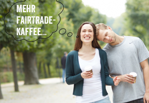 Eine Frau und ein Mann machen bei der FAIRTRADE Kaffee Challenge mit