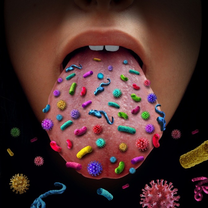 Es befinden sich viele verschiedene Bakterien auf der Zunge
