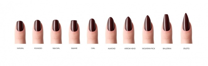 Unterschiedliche Nagelformen.