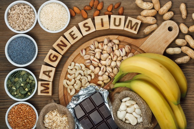 verschiedene Lebensmittel mit Magnesium