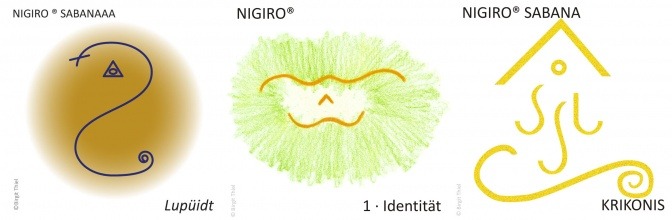 Drei Nigiro Symbole sind nebeneinander aufgereiht