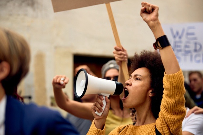 Eine Protestaktion zum Thema Gleichberechtigung.