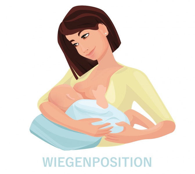 Mutter stillt in Wiegeposition