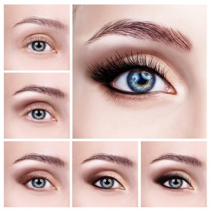Augen mit langen und kurzen Wimpern 