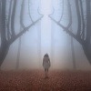 Eine Frau tritt in den Nebel, will das Akasha Feld betreten