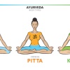 Eine Grafik zeigt die verschiedenen Dosha Typen Vata, Pitta und Kapha