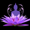 Eine Grafik zeigt eine Lotusblüte mit einem Menschen