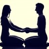 Eine Grafik zeigt einen Mann und eine Frau beim Tantra Yoga
