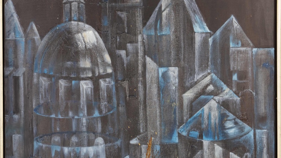 Eine Ausflugsidee für Groß und Klein Ein Gemälde aus Glas zeigt Häuser