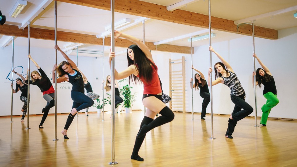 Bei Dance Moves kannst du Schritt für Schritt Poledance lernen Frauen tanzen Pole-Dance in einem Kurs von Birgit Untermair