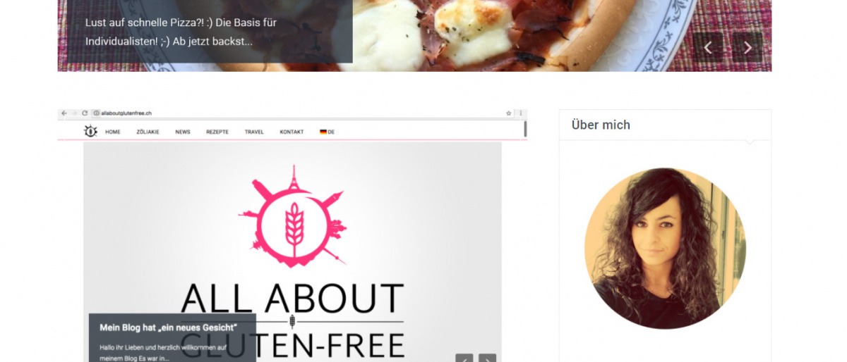 Die Startseite der Website allaboutglutenfree.ch ist zu sehen