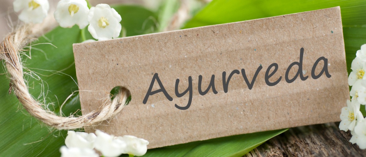 Auf einem Schild steht Ayurveda