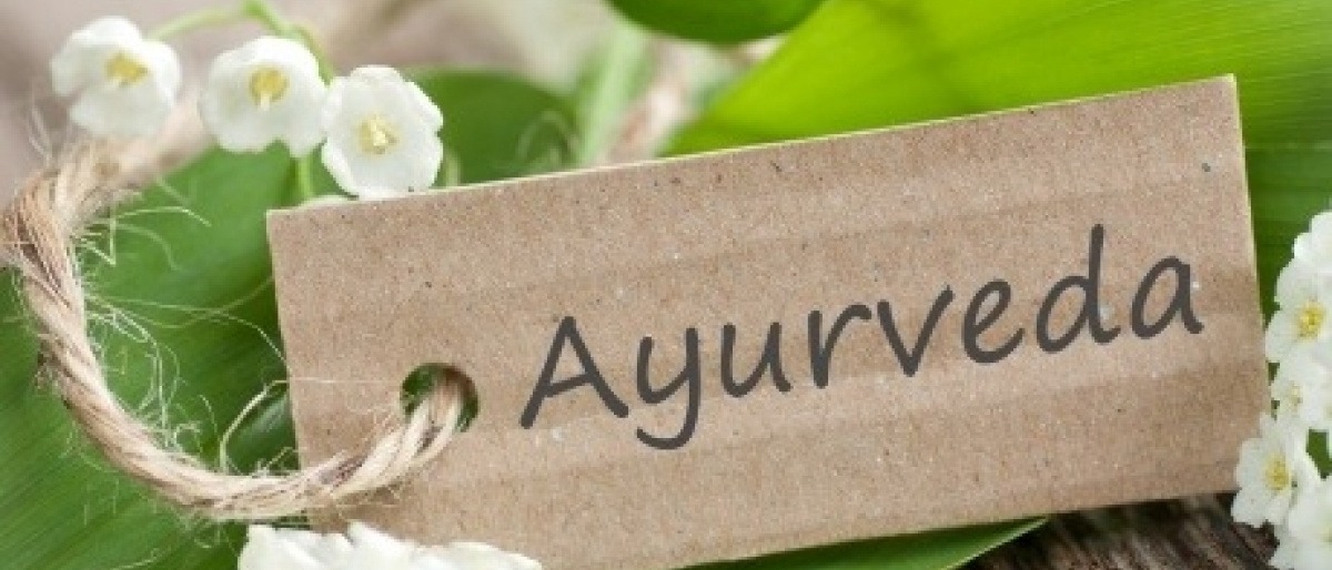 Ein Schild auf dem Ayurveda steht
