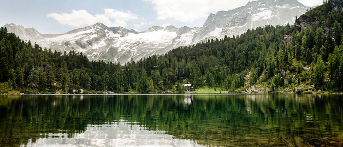 Blick auf die Alpen und den Reedsee in Gastein