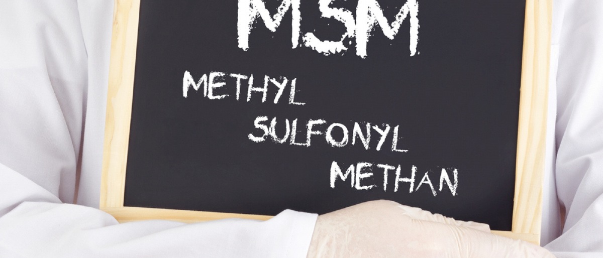 Auf einer Tafel steht MSM Methyl Slulfonyl Methan