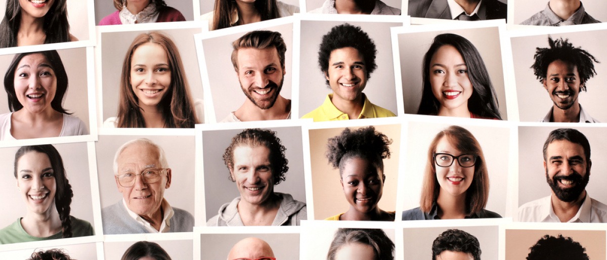 Viele verschiedene Gesichter sind auf einer Collage