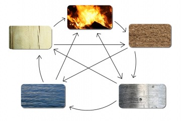 Die fünf Elemente der TCM in einem Kreis abgebildet