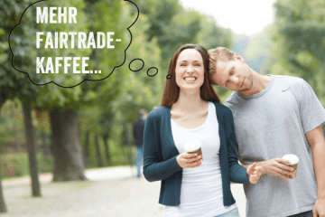 Eine Frau und ein Mann machen bei der FAIRTRADE Kaffee Challenge mit