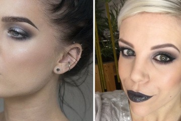 Zwei Frauen sind mit der Farbe Grau Braun Greige geschminkt