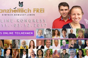 Auf dem Werbebanner für den Online Kongress ganzheitlich frei sein sind Referenten abgebildet