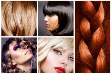 Auf einer Collage sind Köpfe mit verschiedenen Haarfarben