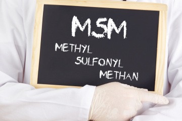 Auf einer Tafel steht MSM Methyl Slulfonyl Methan
