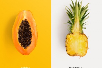 Papaya (mit Enzym Papain) und Ananas (mit Bromelian)