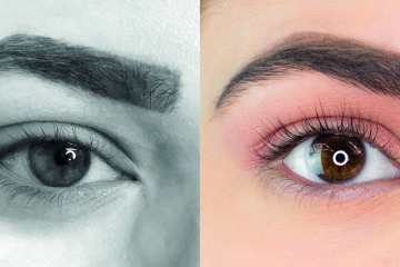 Wimpern vorher und nachdem Wimpernlifting