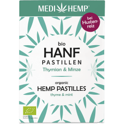 Vorschaubild für Bio Hanfpastillen Thymian & Minze von MEDIHEMP